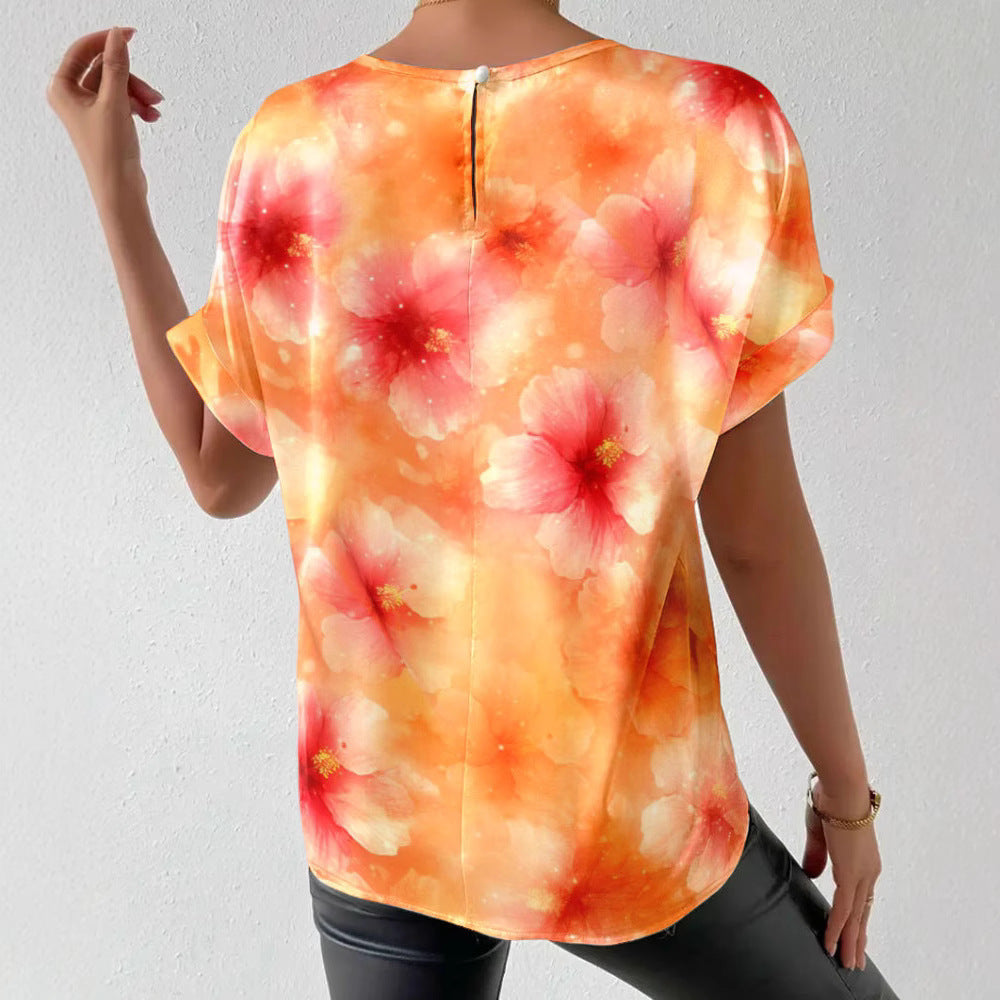 Damen Kurzarm T-Shirt mit floralem Design und komfortablem Schnitt Heidi-Mode
