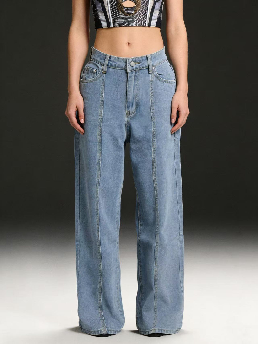 Damen Weite High-Waist Jeans mit klassischem Design