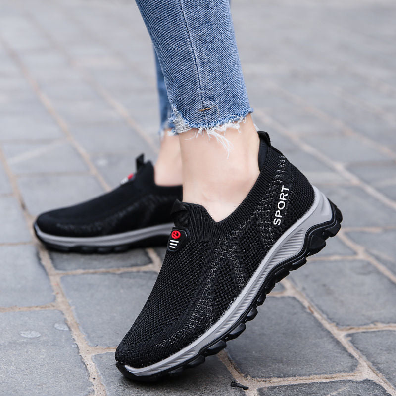 Damen Sportliche Slip-On Sneakers mit atmungsaktiver Mesh-Oberfläche und rutschfester Sohle R&B