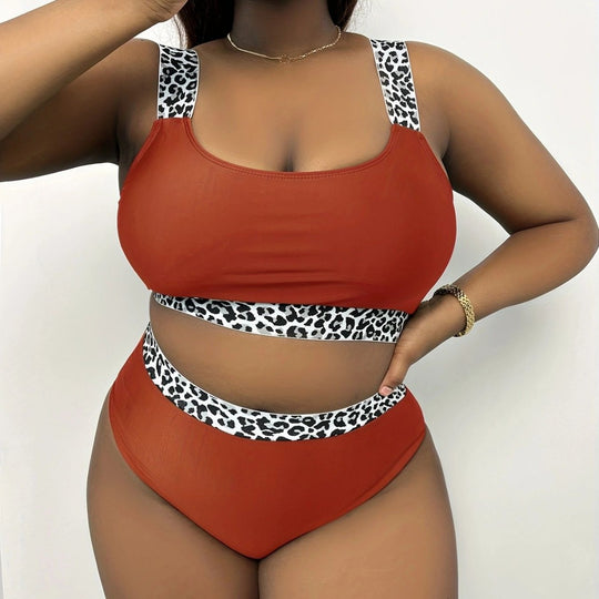 Damen Hochgeschnittenes Bikini-Set mit trendigem Tiermuster R&B