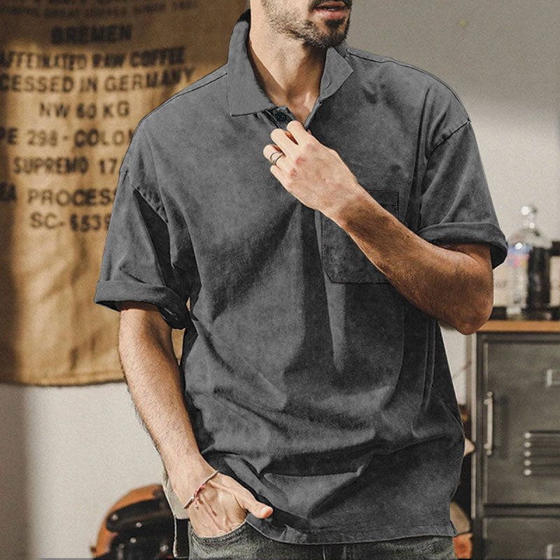 Herren lässiges Kurzarmhemd mit praktischer Brusttasche und softer Textur R&B