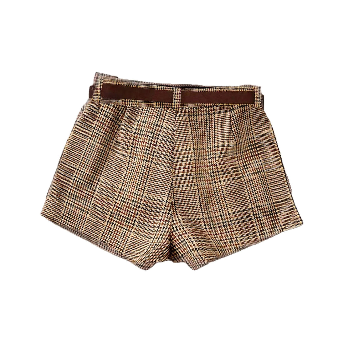 Damen Karierte Shorts mit Gürtelschlaufen R&B