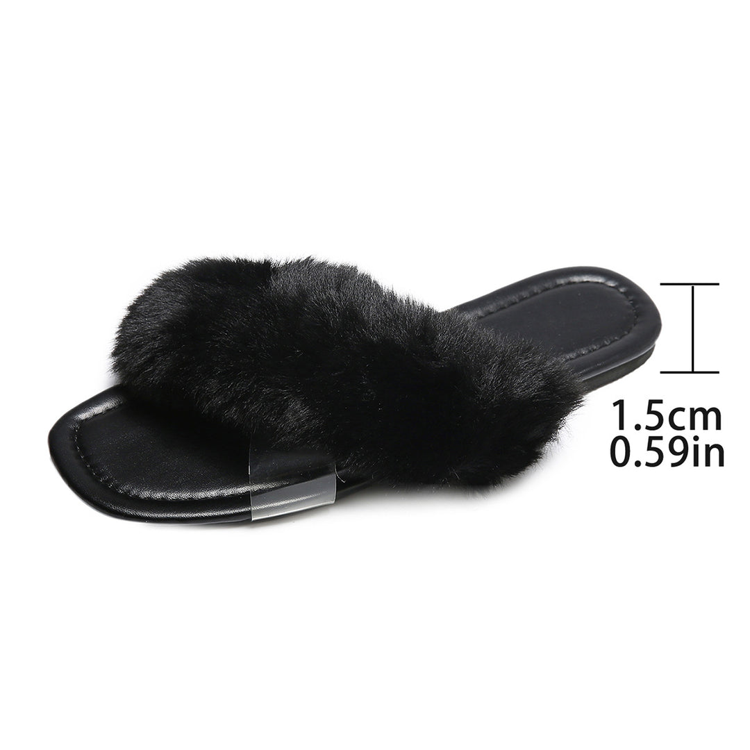 Damen Flausche Slides mit transparentem Fersenriemen R&B