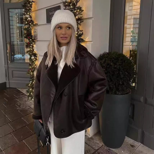 Damen Teddy-Fleece-Jacke mit praktischem Knopfverschluss und Taschen R&B