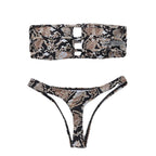 Damen Bikiniset mit raffiniertem Schlüsselelement und Snake-Print R&B