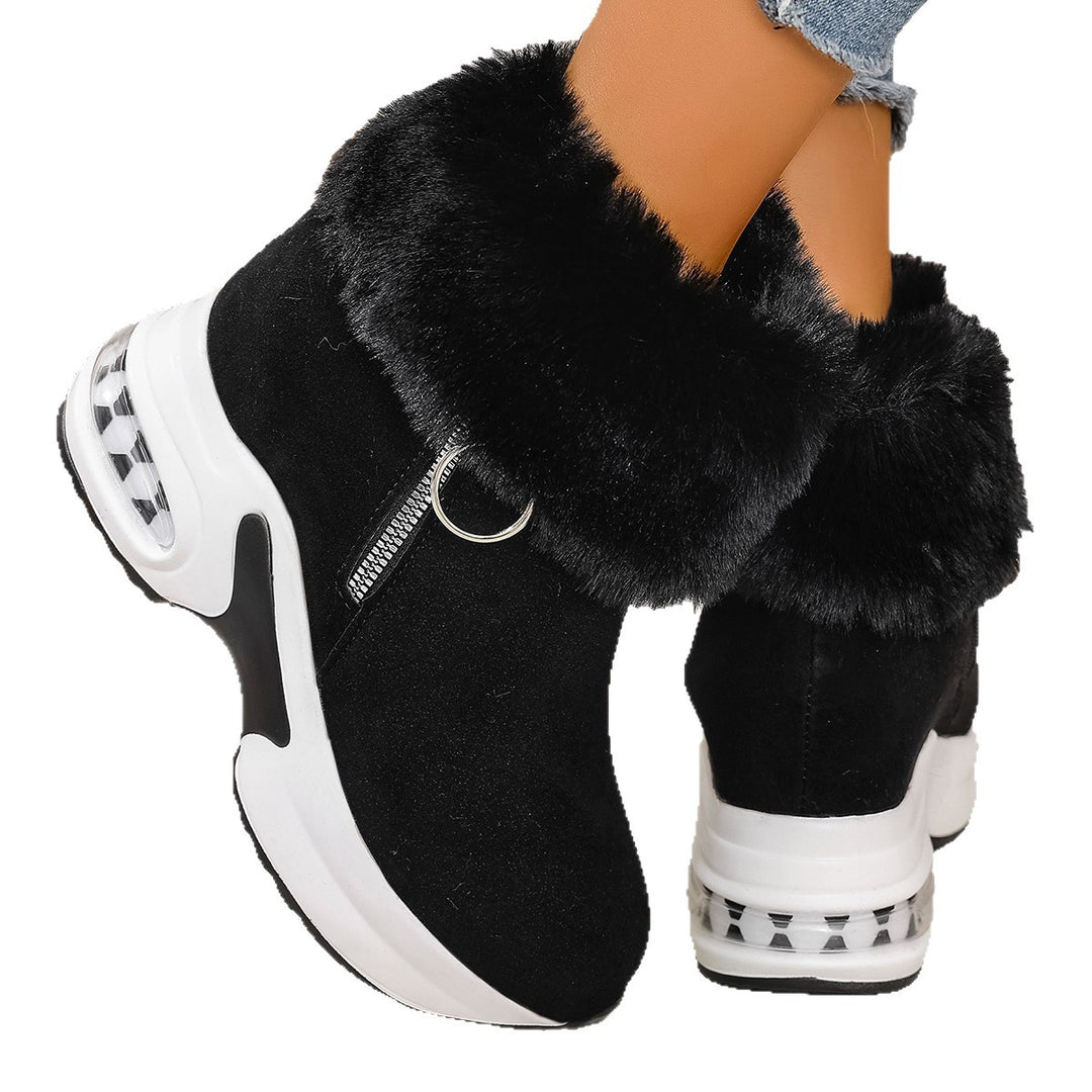 Damen Winterliche Sneaker-Stiefel mit flauschigem Kunstfellkragen und innovativer Sohle R&B