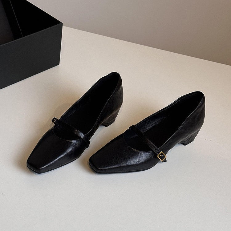 Damen elegante Pumps mit modischem Riemchen und komfortablem Blockabsatz R&B