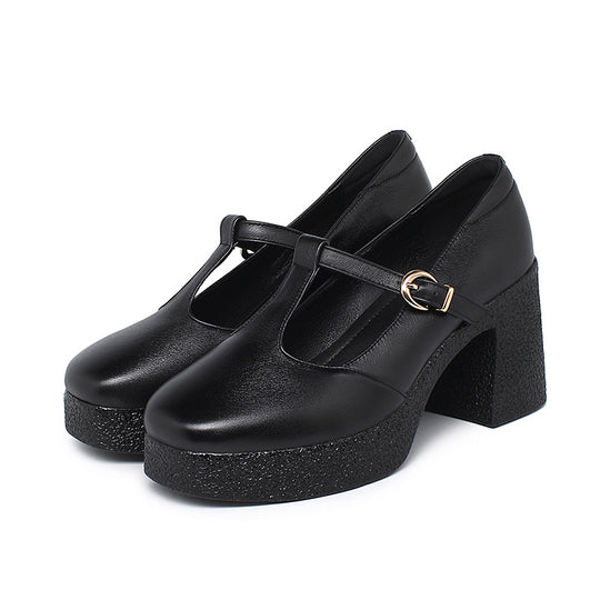 Damen Mary Jane Pumps mit komfortablem Blockabsatz und verstellbarem Riemen R&B