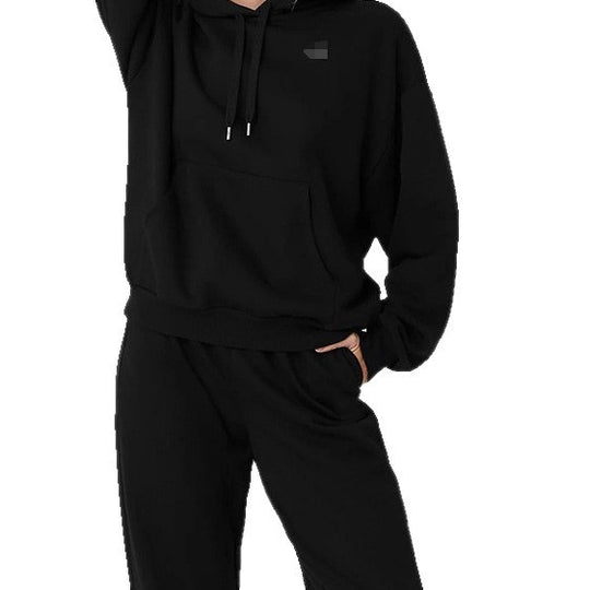 Damen Sportliches Fleece-Loungewear-Set mit Kapuze und elastischen Bündchen R&B