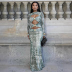 Damen Maxikleid mit transparenten Einsätzen und raffinierten Rüschendetails R&B