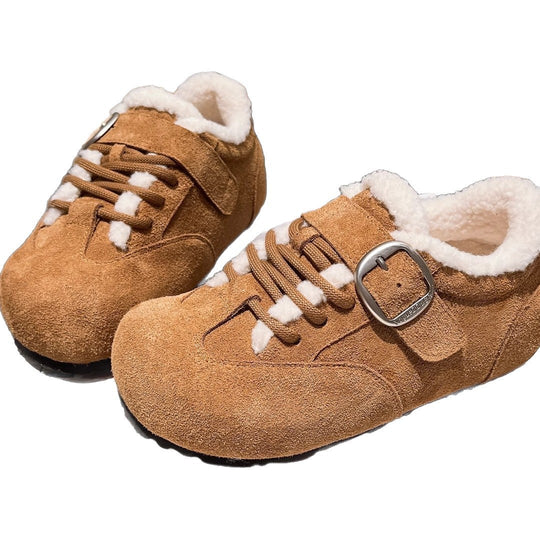 Damen bequeme Clogs mit warmem Fleece-Futter und eleganter Schnalle R&B
