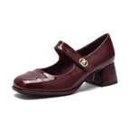 Damen Mary-Jane Pumps mit edlem Lackfinish und modischem Riemen