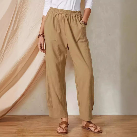 Damen Elegante Freizeithose mit elastischem Bund und praktischen Taschen R&B