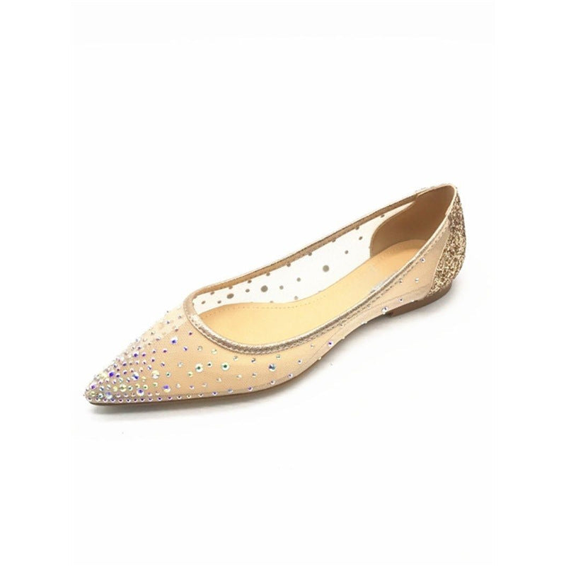 Damen elegante spitze Ballerinas mit funkelnder Strassverzierung R&B