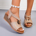 Damen Wedge-Sandalen mit verstellbarem Riemendesign und modischem Anhänger R&B