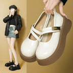 Damen komfortable Plateau-Mary Jane Schuhe mit modischen Riemchen R&B