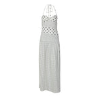 Damen Maxikleid mit verspielten Polka-Dots und schickem Halterdesign R&B
