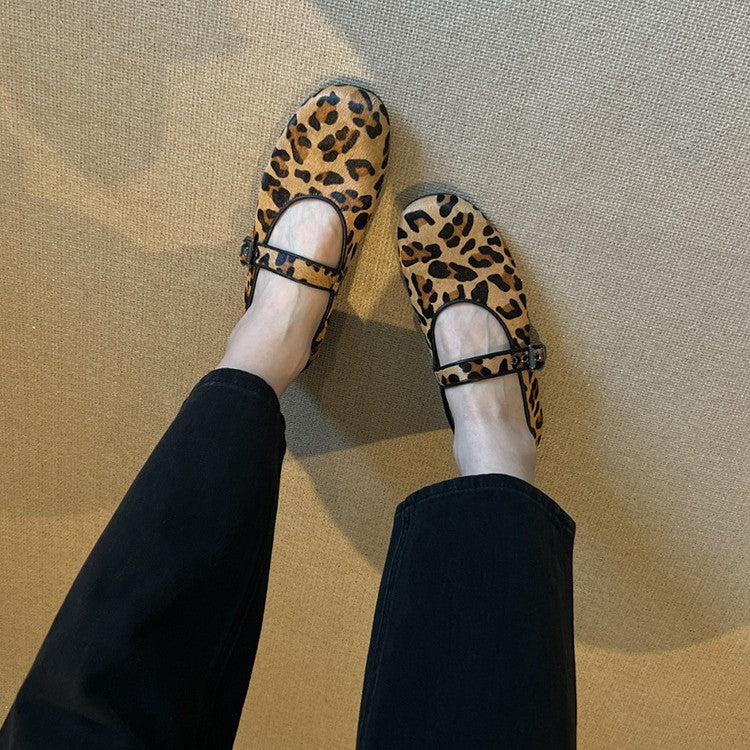 Damen Mokassins mit elegantem Leopardenmuster und komfortablem Riemen R&B