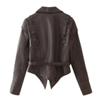 Damen Bikerjacke mit raffinierten Schnürdetails und tailliertem Schnitt R&B