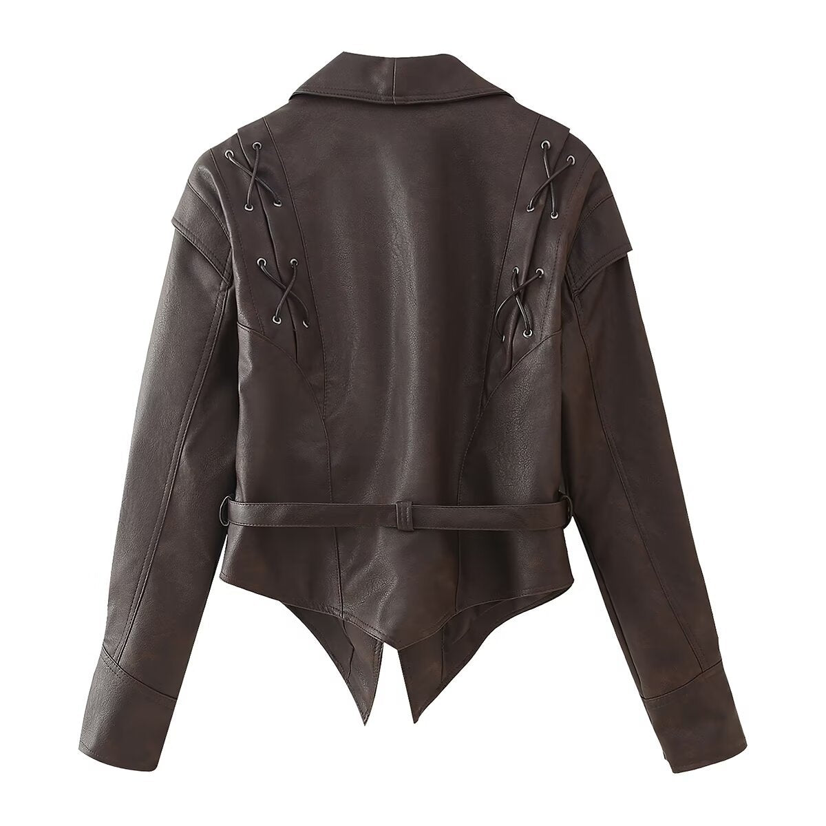 Damen Bikerjacke mit raffinierten Schnürdetails und tailliertem Schnitt R&B