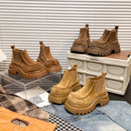 Damen Chunky Chelsea Boots mit rutschfester Profilsohle und weichem Veloursleder R&B