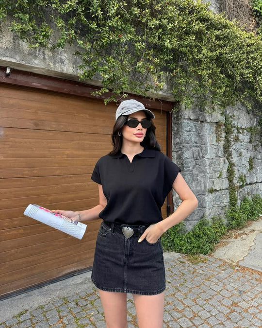 Damen modisches Poloshirt mit lässigem Schnitt R&B