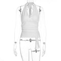 Damen elegantes Wickeloberteil mit Halterneck und Raffung R&B