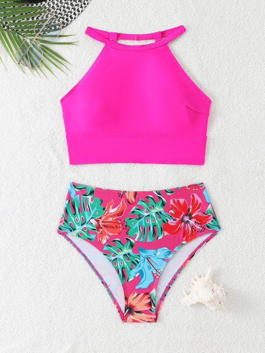 Damen Sportliches Bikini-Set mit hoch geschnittenem Unterteil und modernem Rücken R&B