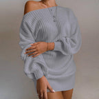 Damen lässiger Strickpullover mit schulterfreiem Design R&B