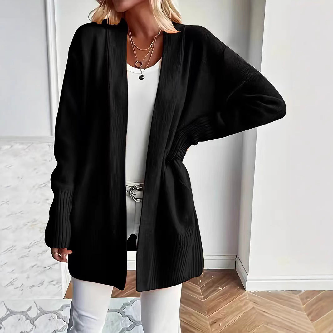Damen lässige Strickjacke mit offenem Schnitt und Seitentaschen R&B