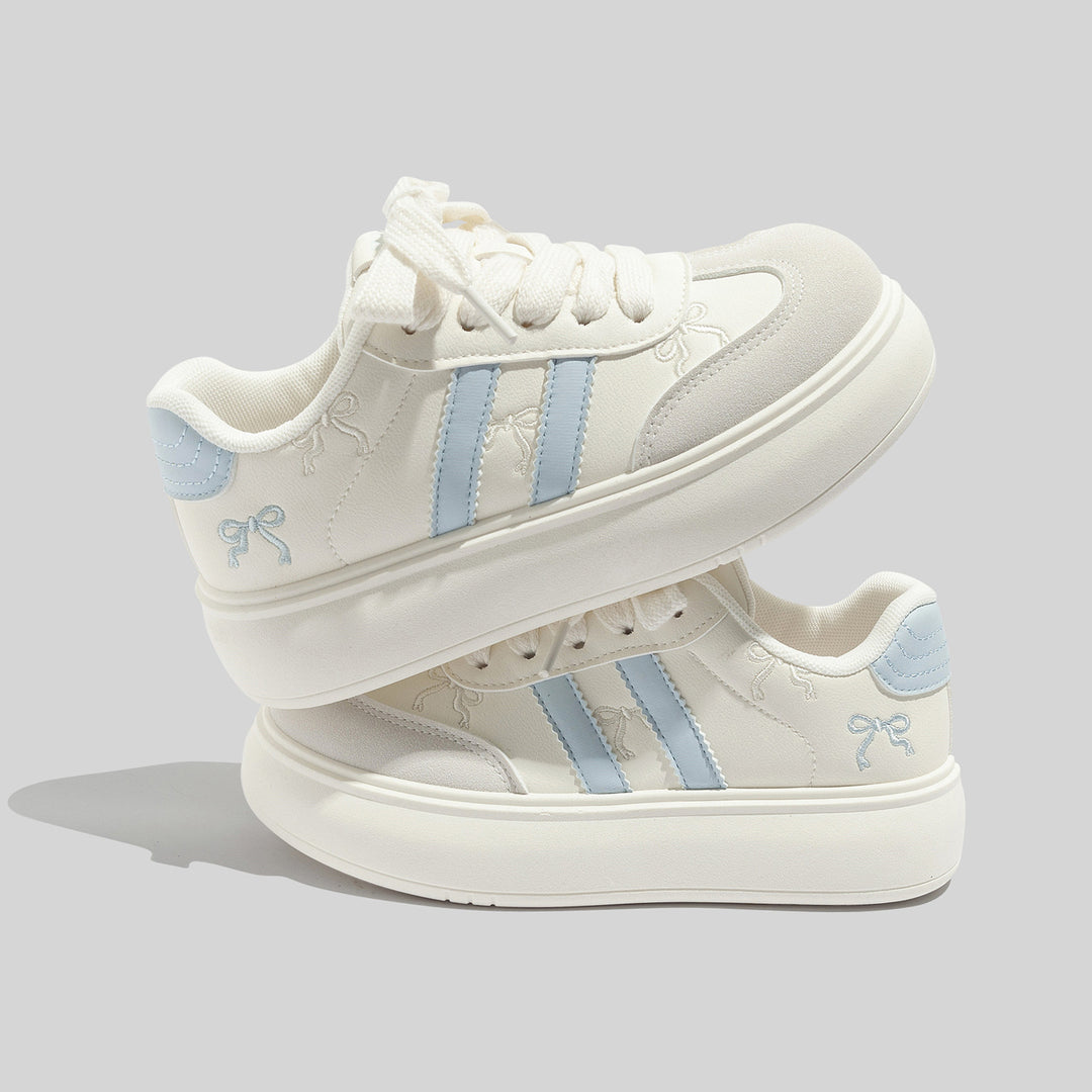 Damen Modische Sneakers mit verspielten Schleifenakzenten und atmungsaktiver Oberflächenstruktur R&B