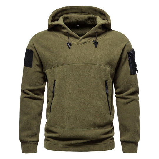 Herren moderne Fleece-Hoodie mit strategischen Reißverschlusstaschen R&B