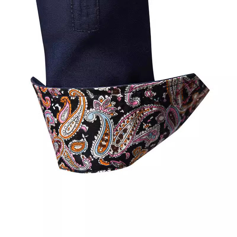 Herren Langarmhemd mit modernem Paisley-Muster und exklusiven Details R&B