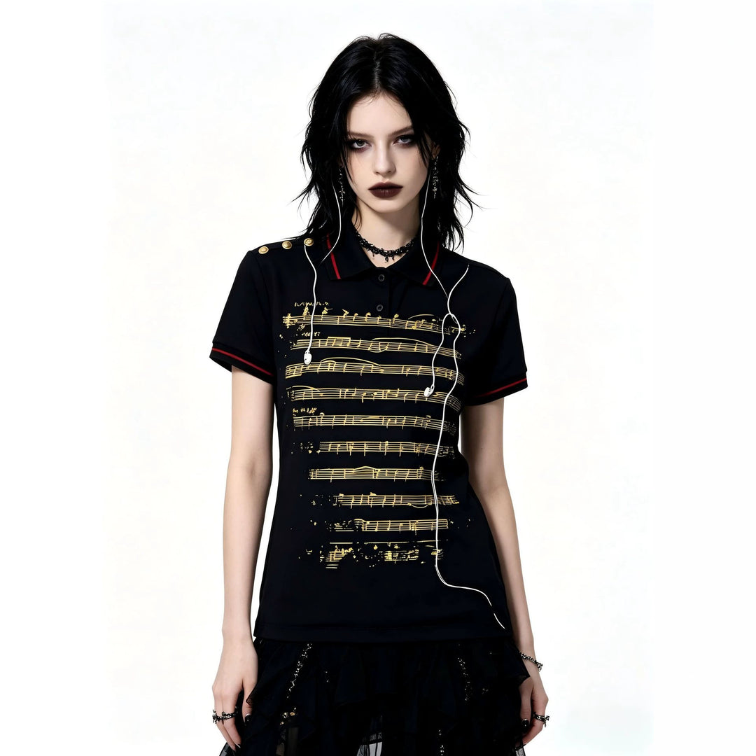 Damen Polo-Shirt mit musikalischem Motiv R&B