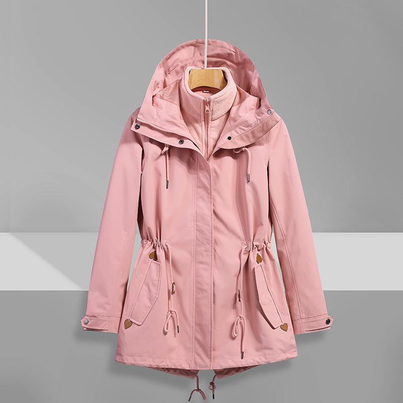 Damen wasserfeste Übergangsjacke mit verstellbarem Kapuzensystem und praktischen Taschen R&B