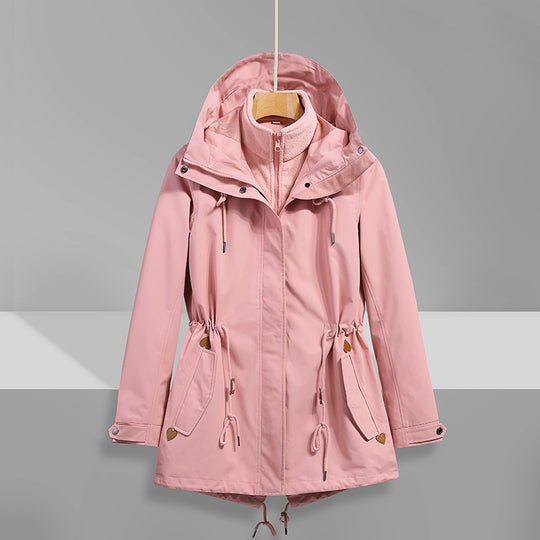 Damen wasserfeste Übergangsjacke mit verstellbarem Kapuzensystem und praktischen Taschen R&B