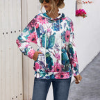 Damen Kapuzenpullover mit blühendem Blumenmuster und gemütlichem Schnitt R&B