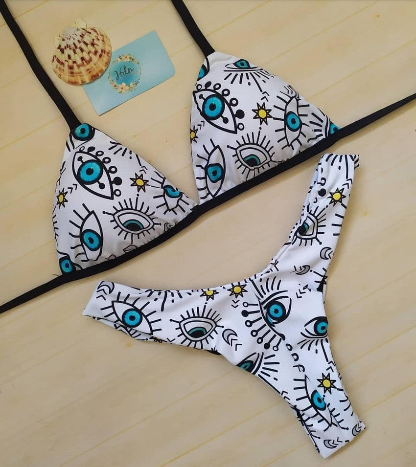 Damen Triangel-Bikini mit auffälligem Grafikdesign R&B