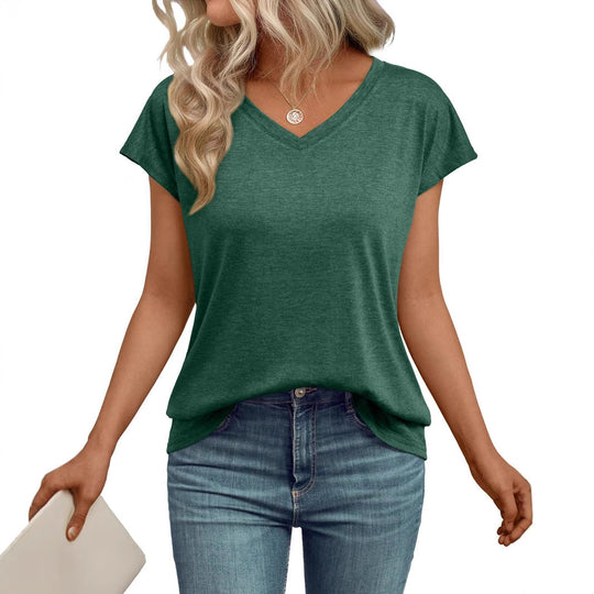 Damen V-Ausschnitt T-Shirt aus leichtem Material mit luftiger Passform R&B