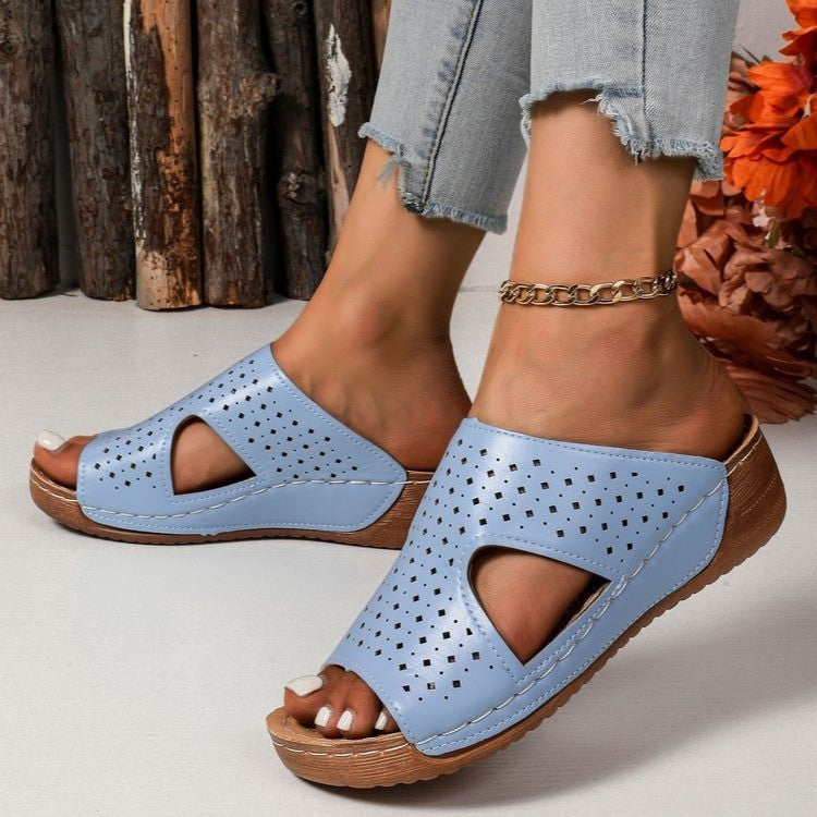 Damen Offene Wedge-Sandaletten mit perforiertem Obermaterial und bequemer Fußbettung R&B