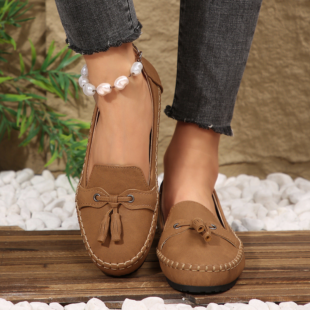 Damen Mokassins mit trendigem Fransen-Design und bequemer Sohle R&B