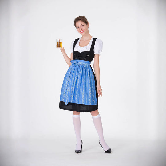 Damen Trachtenkleid mit eleganter Schürze und verspielten Rüschenkanten R&B
