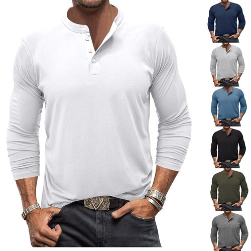 Herren Langarm T-Shirt mit Knopfleiste R&B