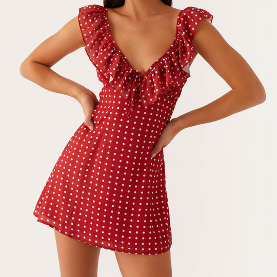 Damen Sommerkleid mit Rüschendetails und Blumenmuster R&B