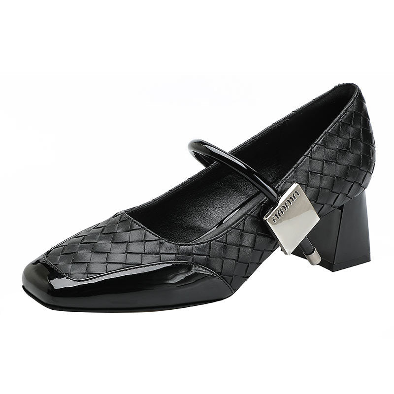 Damen Modische Ballerinas mit geflochtenem Design und blockiertem Absatz