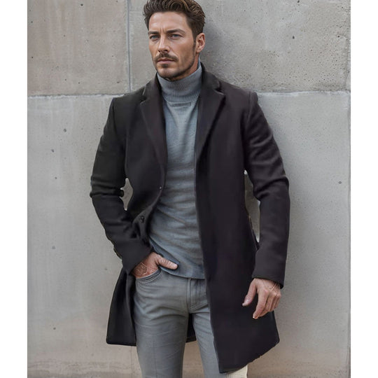 Herren Eleganter Wollmantel mit hochwertiger Verarbeitung R&B