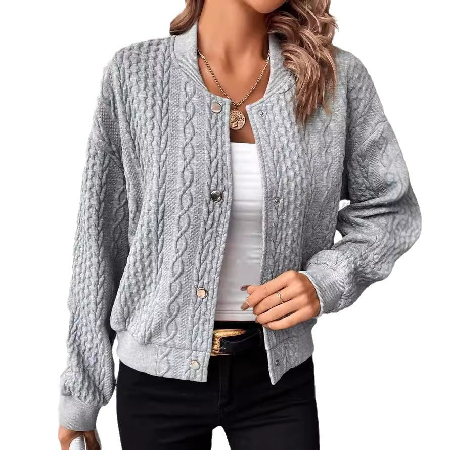 Damen Lässige Strickjacke mit strukturierter Oberfläche und Knopfleiste R&B