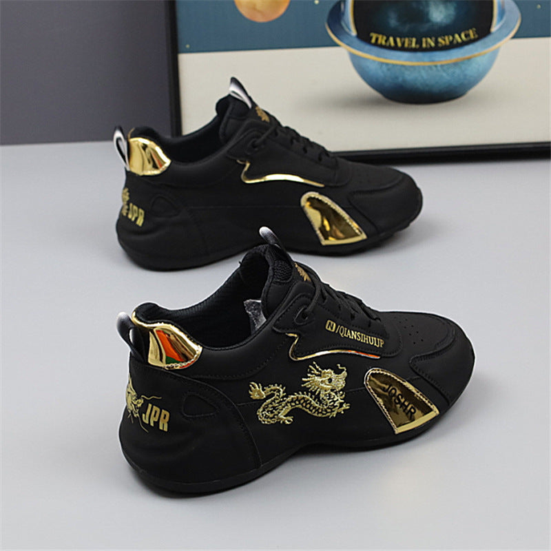 Herren Sneakers im sportlichen Design mit goldenen Akzenten und Drachenstickerei R&B