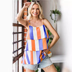 Damen luftiges Streifen-Top mit geschichtetem Design R&B