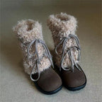 Damen kuschelige Winterboots mit flauschigem Innenfutter und modischen Schnürdetails R&B